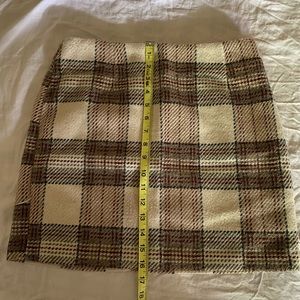 H&M divided wool blend brown tan plaid mini pencil skirt